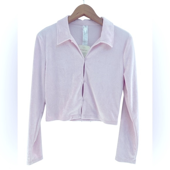 FABLETICS Vanessa Hudgens Pink Polo Terry Long-Sleeve Cut Out New with tags - Picture 1 of 5